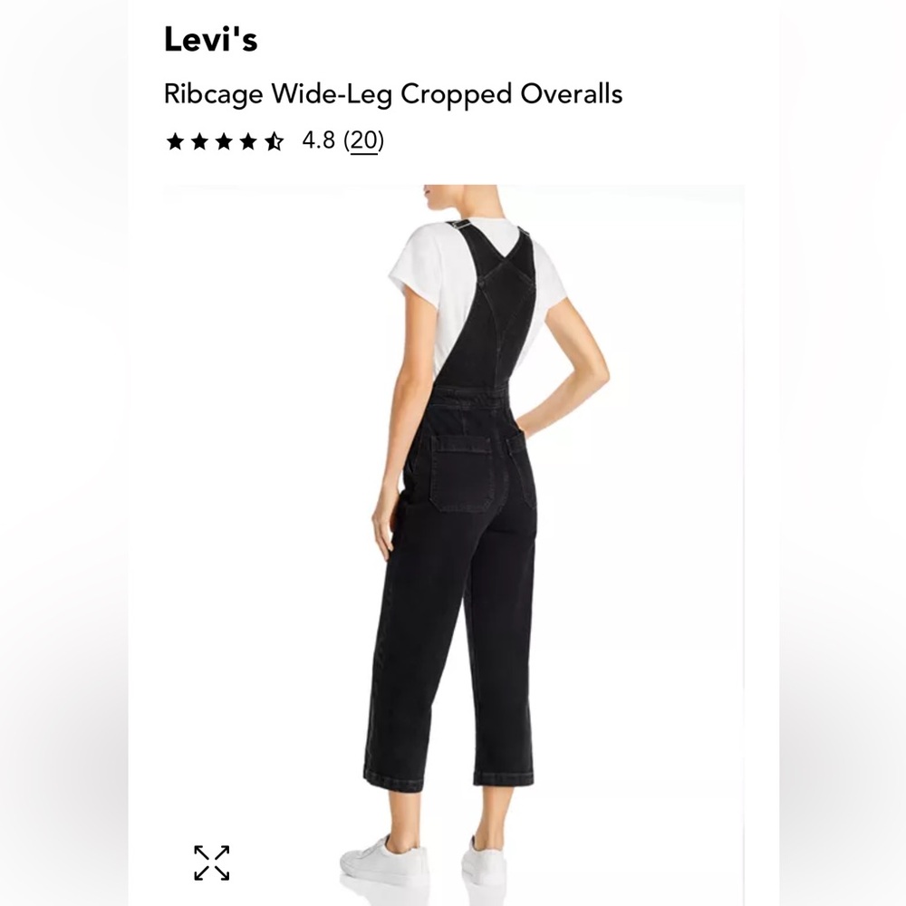Levi's Black Denim Ribcage Wide-Leg Cropped Overalls